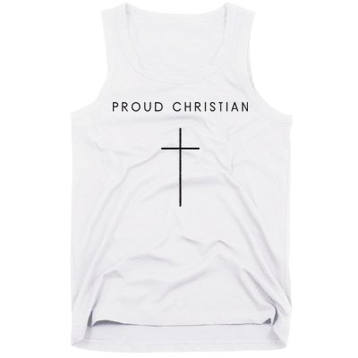 Proud Christian Minimalist Cross Christian Religious Jesus  Tank Top