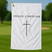 Proud Christian Minimalist Cross Christian Religious Jesus  Golf Towel