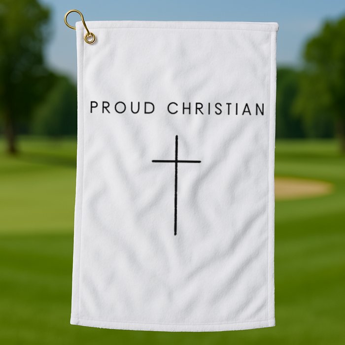 Proud Christian Minimalist Cross Christian Religious Jesus  Golf Towel