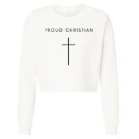 Proud Christian Minimalist Cross Christian Religious Jesus  Cropped Pullover Crew