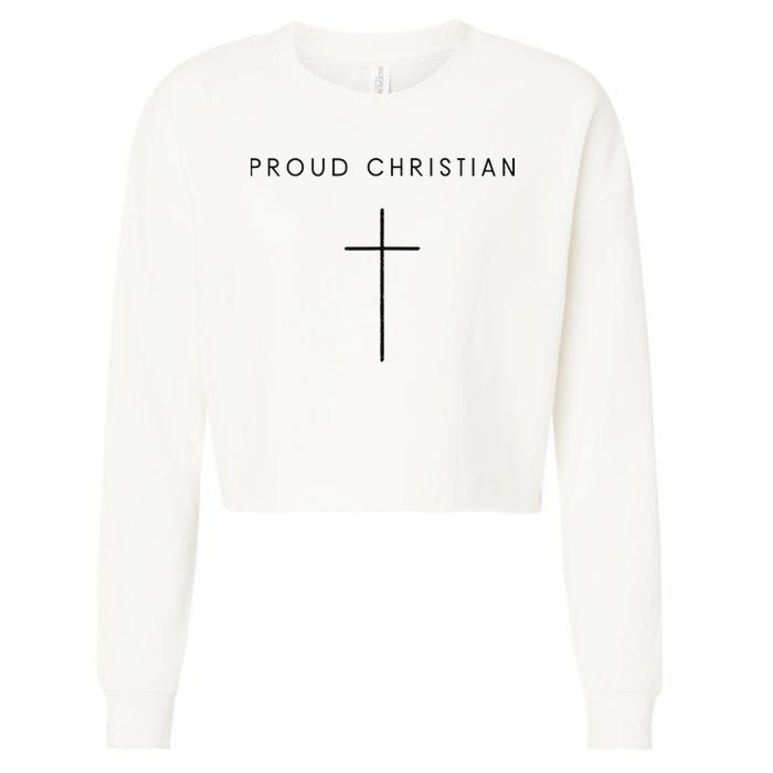 Proud Christian Minimalist Cross Christian Religious Jesus  Cropped Pullover Crew