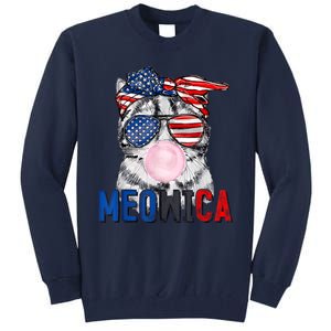 Patriotic Cat Meowica Bubblegum 4th Of July Funny Cat Lover Tall Sweatshirt