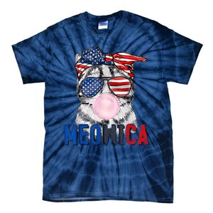 Patriotic Cat Meowica Bubblegum 4th Of July Funny Cat Lover Tie-Dye T-Shirt