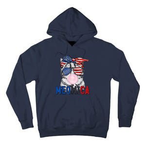 Patriotic Cat Meowica Bubblegum 4th Of July Funny Cat Lover Tall Hoodie