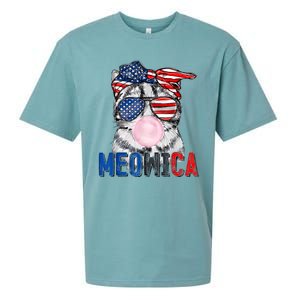 Patriotic Cat Meowica Bubblegum 4th Of July Funny Cat Lover Sueded Cloud Jersey T-Shirt