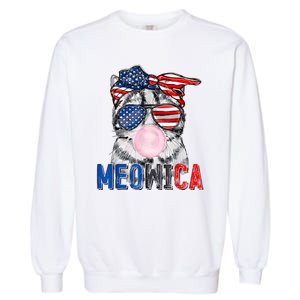 Patriotic Cat Meowica Bubblegum 4th Of July Funny Cat Lover Garment-Dyed Sweatshirt