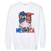 Patriotic Cat Meowica Bubblegum 4th Of July Funny Cat Lover Garment-Dyed Sweatshirt