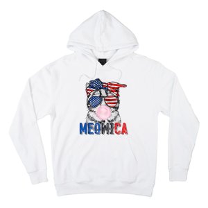 Patriotic Cat Meowica Bubblegum 4th Of July Funny Cat Lover Hoodie