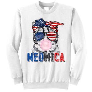 Patriotic Cat Meowica Bubblegum 4th Of July Funny Cat Lover Sweatshirt