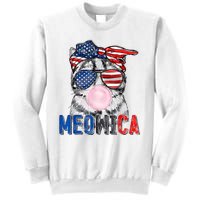 Patriotic Cat Meowica Bubblegum 4th Of July Funny Cat Lover Sweatshirt