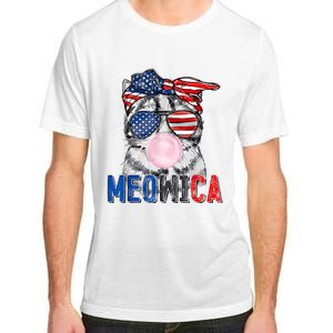 Patriotic Cat Meowica Bubblegum 4th Of July Funny Cat Lover Adult ChromaSoft Performance T-Shirt