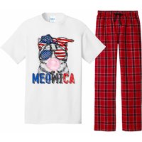 Patriotic Cat Meowica Bubblegum 4th Of July Funny Cat Lover Pajama Set