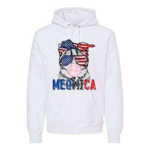 Patriotic Cat Meowica Bubblegum 4th Of July Funny Cat Lover Premium Hoodie