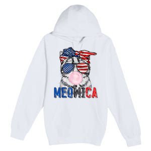 Patriotic Cat Meowica Bubblegum 4th Of July Funny Cat Lover Premium Pullover Hoodie