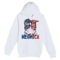 Patriotic Cat Meowica Bubblegum 4th Of July Funny Cat Lover Premium Pullover Hoodie