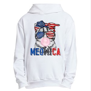 Patriotic Cat Meowica Bubblegum 4th Of July Funny Cat Lover Urban Pullover Hoodie