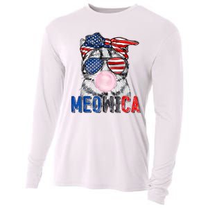 Patriotic Cat Meowica Bubblegum 4th Of July Funny Cat Lover Cooling Performance Long Sleeve Crew