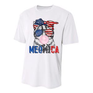 Patriotic Cat Meowica Bubblegum 4th Of July Funny Cat Lover Performance Sprint T-Shirt