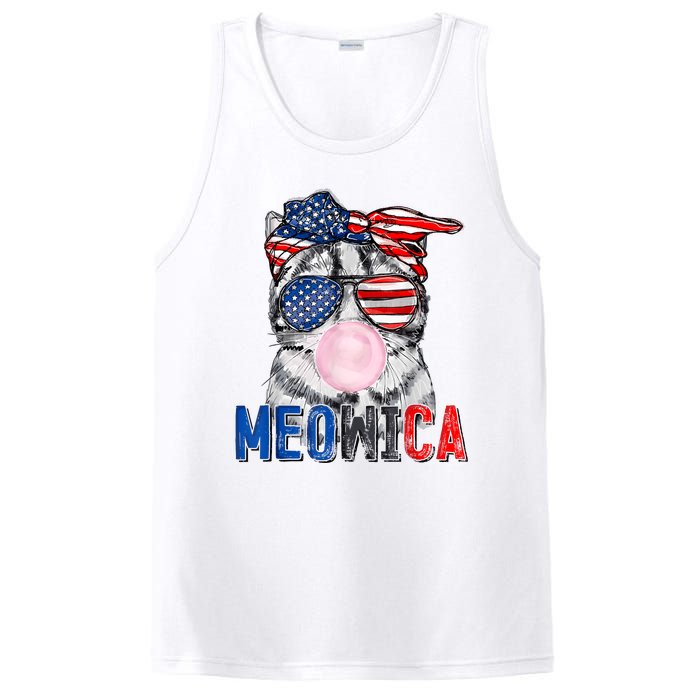 Patriotic Cat Meowica Bubblegum 4th Of July Funny Cat Lover PosiCharge Competitor Tank