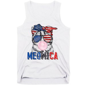 Patriotic Cat Meowica Bubblegum 4th Of July Funny Cat Lover Tank Top