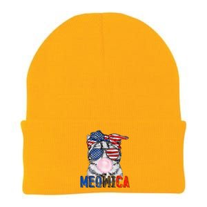 Patriotic Cat Meowica Bubblegum 4th Of July Funny Cat Lover Knit Cap Winter Beanie