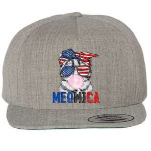 Patriotic Cat Meowica Bubblegum 4th Of July Funny Cat Lover Wool Snapback Cap