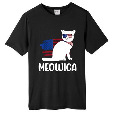 Patriotic Cat Meowica 4th Of July Funny Kitten Lover Tall Fusion ChromaSoft Performance T-Shirt