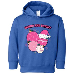 Pink Christmas Merry And Bright Gift Toddler Hoodie