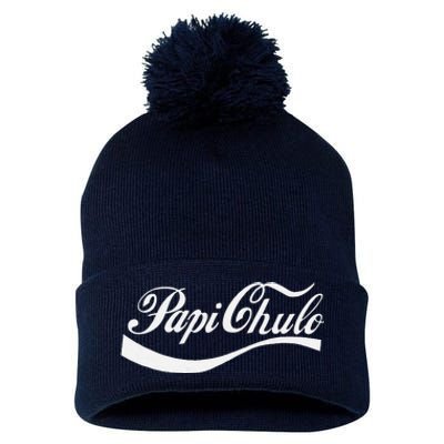 Papi Chulo Mexican Dad Father's Dad Chingon Fathers Day Pom Pom 12in Knit Beanie