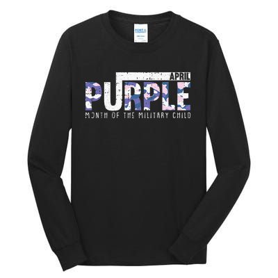 Purple Camo Month Of The Military Child Army Soldier Tall Long Sleeve T-Shirt