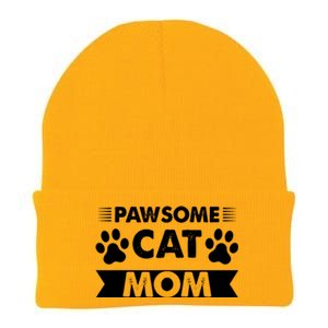 Pawsome Cat Mom Cat Knit Cap Winter Beanie