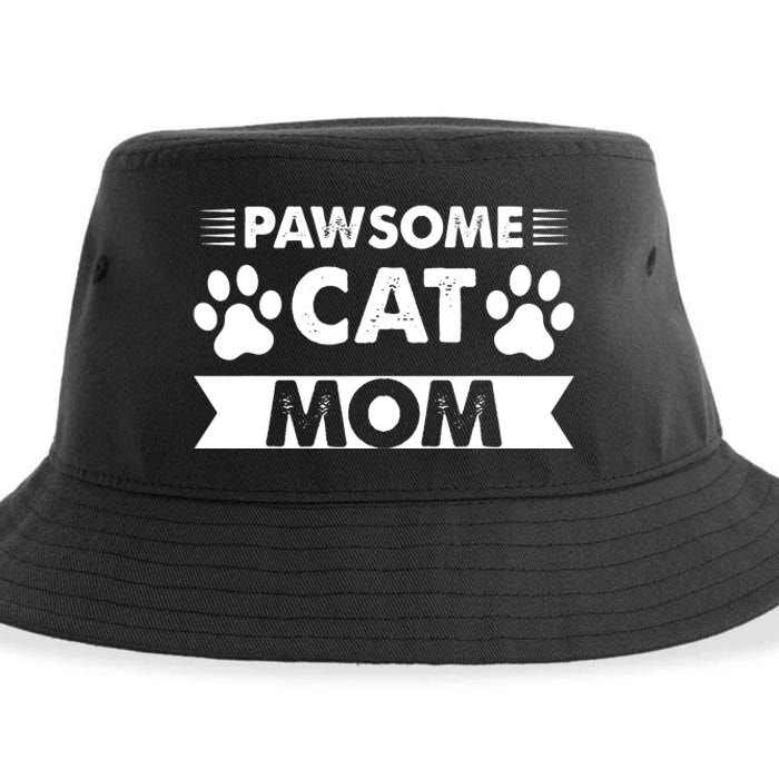 Pawsome Cat Mom Cat Sustainable Bucket Hat