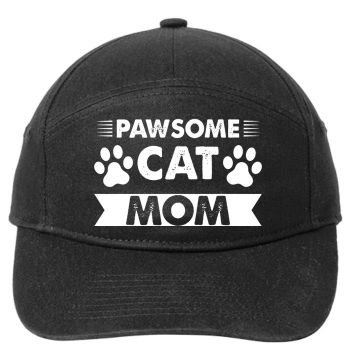 Pawsome Cat Mom Cat 7-Panel Snapback Hat