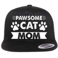 Pawsome Cat Mom Cat Flat Bill Trucker Hat