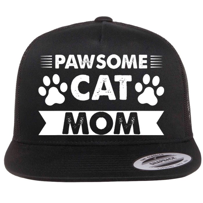 Pawsome Cat Mom Cat Flat Bill Trucker Hat