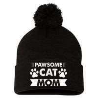 Pawsome Cat Mom Cat Pom Pom 12in Knit Beanie