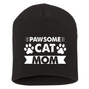 Pawsome Cat Mom Cat Short Acrylic Beanie