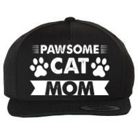 Pawsome Cat Mom Cat Wool Snapback Cap