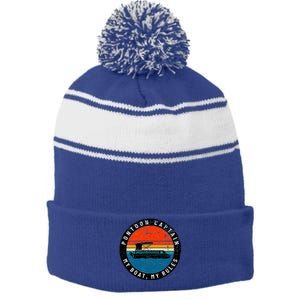 Pontoon Captain My Boat My Rules Stripe Pom Pom Beanie