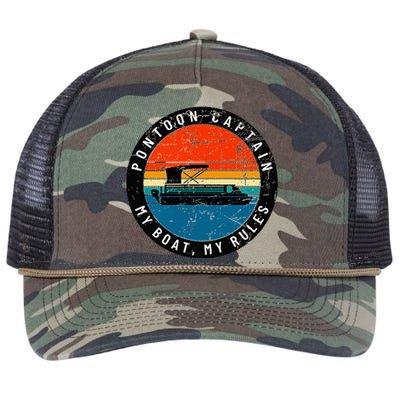 Pontoon Captain My Boat My Rules Retro Rope Trucker Hat Cap