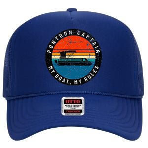 Pontoon Captain My Boat My Rules High Crown Mesh Back Trucker Hat