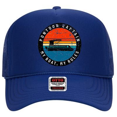 Pontoon Captain My Boat My Rules High Crown Mesh Back Trucker Hat