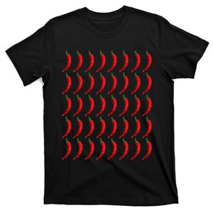 Pattern Chilis Mexican Spicy Hot Food Lover Chili Pepper T-Shirt