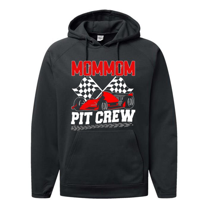 Pit Crew Mommom Race Car Birthday Racing Car Family Performance Fleece Hoodie