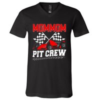 Pit Crew Mommom Race Car Birthday Racing Car Family V-Neck T-Shirt