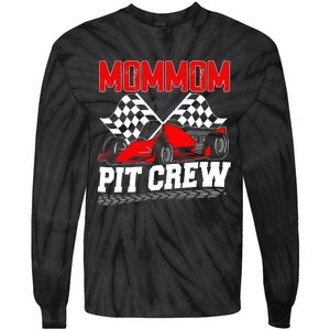 Pit Crew Mommom Race Car Birthday Racing Car Family Tie-Dye Long Sleeve Shirt