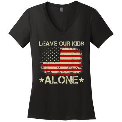 Parental Choice Matter Mom Dad Leave Our Alone USA Flag Women's V-Neck T-Shirt