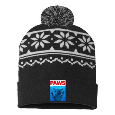 Paws Cat Meme Humor Funny Kitty Lover Funny Cats Dads Mom USA-Made Snowflake Beanie