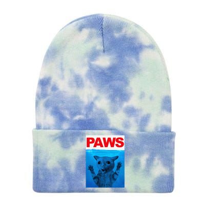 Paws Cat Meme Humor Funny Kitty Lover Funny Cats Dads Mom Tie Dye 12in Knit Beanie