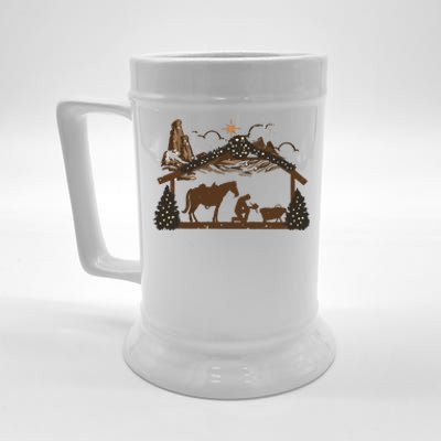 Praying Cowboy Manger Religious Western Christmas Beer Stein